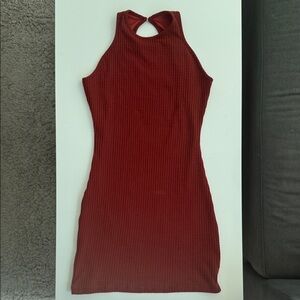 Elegant Burnt Red Sleeveless Dress